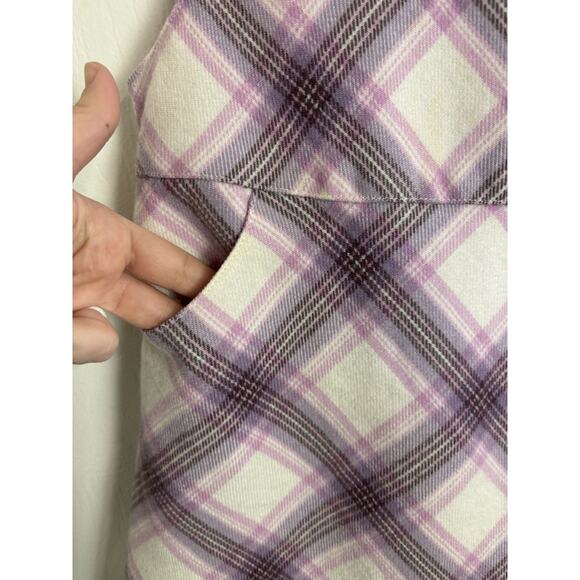 VTG Y2K Toddler Purple Flannel Plaid Jumper Dress Size 2T Pockets Old Navy - Picture 5 of 9